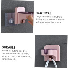 Wall-mounted Hair Dryer Holder with Storage Rack Plastic Blow Dryer Rack for Bathroom Vanity Punch-free Installation