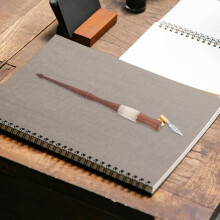 Ensemble de stylos à plume de calligraphie rétro européenne vintage, manche en bois massif et plume en résine cristal