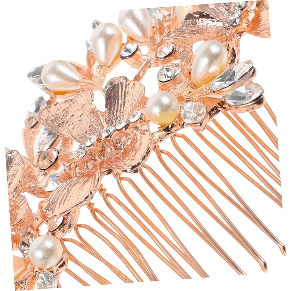 Hkhbjs Bridal Hair Comb Delicate Flower Design Rose Gold Headpiece Hair Accessories For Weddings Dinners And Special Occasions