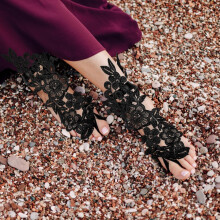 Meia-calça de renda para mulheres Sandálias de pés descalzos Estilo de tornozelo de casamento Design sexy para festa nupcial e ocasiões de praia