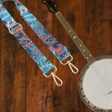 Tracolla per banjo con motivo floreale retrò, design regolabile, tracolla per strumento musicale in poliestere.