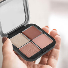 Palette di ombretti vuota con specchio, contenitore magnetico per fondotinta, ombretto, rossetto, fard e cipria per donne e ragazze, colore nero.