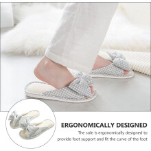 Pantuflas con puntera abierta, transpirables y antideslizantes, para interior, para mujer, con lazo, en color gris. Comodidad en el hogar.
