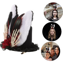 Halloween Steampunk Konijnenmuts Victoriaanse Gotische Schedel Hoge Hoed Oren voor Feest Cosplay