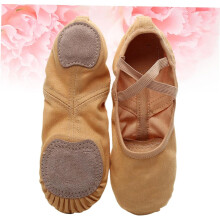 Balletschoenen, dansschoenen voor volwassenen, antislip, geschikt voor optredens en oefeningen, in camelkleur.