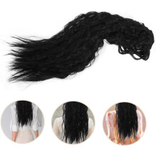 Lockige Haarverlängerungen, synthetische Clip-in-Haarteile für Damen, schwarze, lange, gewellte Frisur