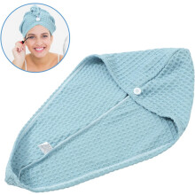 Blaue Mikrofaser-Haartrockenhaube/Haarturban, schnelltrocknend, saugfähig, komfortabel, schlicht und modisch, für Bad
