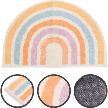 Regenboogvormige halfronde deurmat van polyester, snel waterabsorberend, milieuvriendelijk en met een prachtig design.