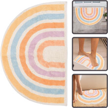 Regenbogenfarbene Halbkreis-Fußmatte aus Polyester, schnelltrocknend, umweltfreundlich, schönes Design