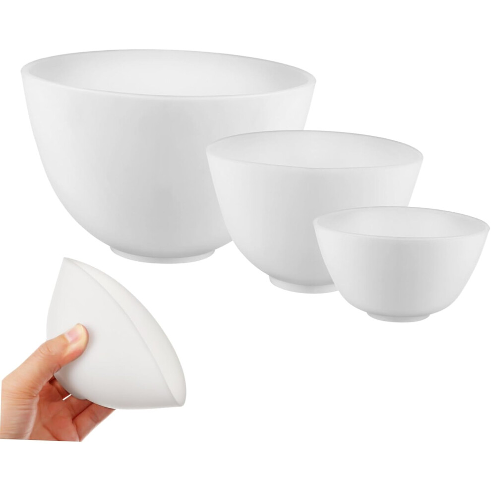 Hkhbjs 3Pcs Silicone Facial Mask Mixing Bowl, White Diy Face Mask Mixing Bowl Home Use Facial Mud Bowl