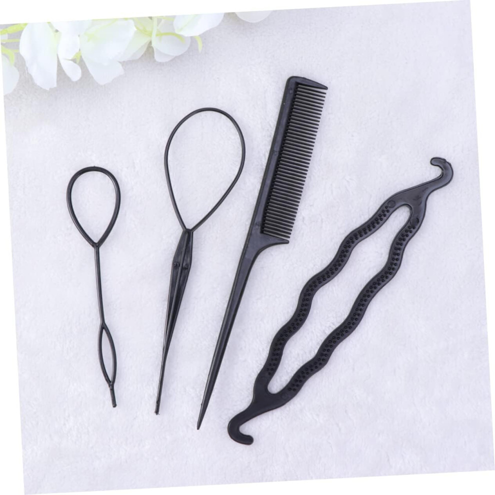 Hkhbjs 4Pcs Hair Curler Set Holder Clip Roll Bun Braid Ponytail Maker Hairstyle Maker Kit