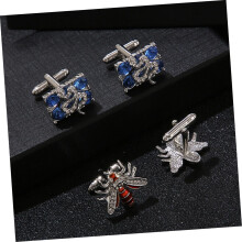 Abelha retângulo strass botões de manguita 2 pares masculinos Smoxedo botões de manguita camisa acessórios terno de negócios jóias