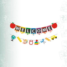Wimpelkette für die Schulanfangsparty, bunte Papier-Hängedekoration, origineller Stil