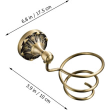 Copper Hair Dryer Holder Wall-Mounted Hair Styling Tool Organizer for Bathroom Vintage Design Spiral Support