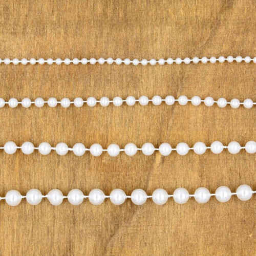 4mm Beige Cotton Thread Plastic Beads String 10m Roll DIY Beads Chain Garland 2