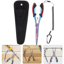Alicates de pesca multifuncionales de acero inoxidable con punta larga, extractor de anzuelos, cortador de sedal y pinza para labios.