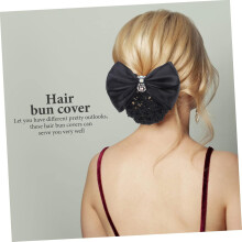 2pcs Bow Hair Bun Covers for Women Hair Nets Lightweight Metal and Fabric Clips with Rhinestone Bow Shape