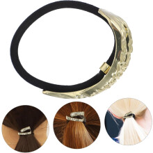 Fascia per capelli vintage in metallo, elastico geometrico per coda di cavallo, accessorio elegante da donna.