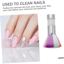 Pennello per nail art con manico in strass, spazzola per la pulizia, rimozione della polvere e della polvere delle unghie.