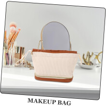 Neceser organizador de cosméticos de gran capacidad con doble capa y cremallera para mujer, ideal para viajes y actividades al aire libre.