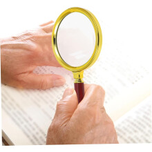 Loupe de poche à gros grossissement avec manche en imitation palissandre pour la lecture, les réparations et les loisirs.
