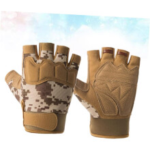 Halbfingerhandschuhe, rutschfest und schnittfest, für Herren, Outdoor-Sportarten, Radfahren, Fitness, Braun, Tarnmuster, Größe M