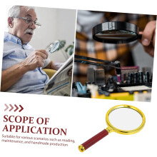 Handlupe mit großer Vergrößerungslinse und Griff in Rosenholzoptik für Lese-, Reparatur- und Hobbyzwecke