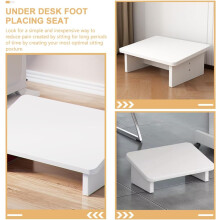Taburet antiderapant, alb cald, 30 cm, pentru sub birou, cu design înclinat, potrivit pentru suportul pentru picioare și treptele de lângă pat
