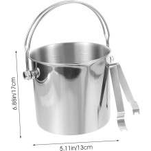 Seau à glace double poignée en acier inoxydable 2 l avec séparateur de glace et passoire amovibles