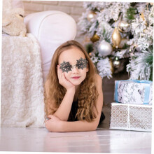 Lunettes de soleil flocons de neige sans monture, style chic et original, parfaites pour les fêtes et Noël.