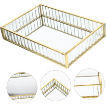 Leichtmetallrahmen, elegantes, gestreiftes Design, kreative Glas-Spiegelablage, kleine Schmuckablage