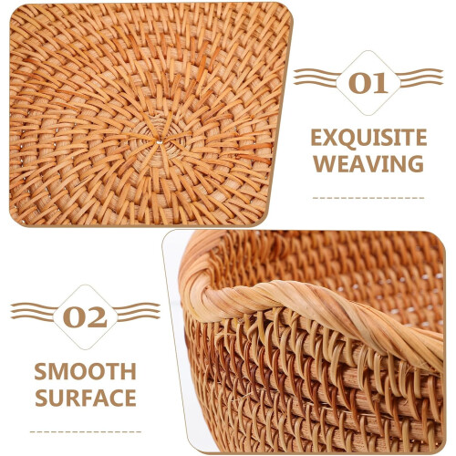 Kleiner runder Brotkorb aus Rattan, 25 x 7 cm 2