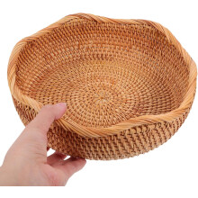 Panier à pain rond en rotin tressé, petit modèle, 25 x 7 cm