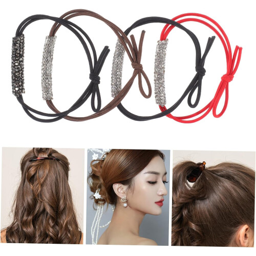 4 elastici per capelli con strass, fermacoda elastici per donne e ragazze 2