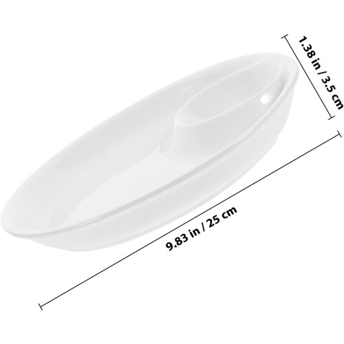Placa de Servir Dividida de Cerâmica com Chip e Dip Bowl, Multifuncional e Fácil de Limpar 1