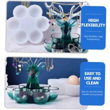 2pcs caixa de armazenamento de jóias de ovo DIY moldes de silicone Design de corno para brincos e acessórios
