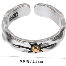 Verstellbarer Punk-Ring mit Sonnenmuster aus silberfarbenem Kupfermetall, Unisex