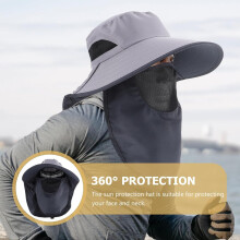 Cappello da pesca a tesa larga con protezione solare per uomo, ideale per attività all'aperto, giardinaggio e come copricollo.