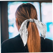 2 elastici per capelli con paillettes scintillanti e fiocco, fermacoda glitterati per donne e ragazze
