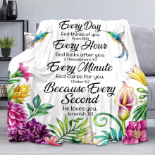 Purple Floral Flannel Throw Blanket 30x40 in
