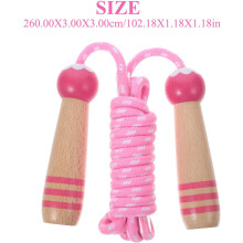 Adjustable Pink 2.6m Jump Rope Cotton Skipping Rope for Fitness Exercise