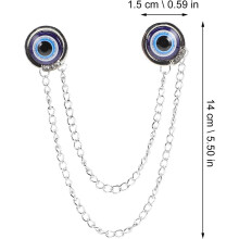 Broche œil bleu, pince à col, accessoire de mode pour homme (costume, chemise), style œil maléfique.