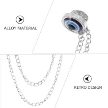 Broșă ochi albastru guler clip lanț Pin clipuri pentru costum bărbați cămașă personalitate ochi rău accesorii de îmbrăcăminte