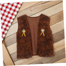 Costume da cowboy western per adulti taglia XXL, composto da gilet senza maniche, cappello da cowboy e bandana a tinta unita.