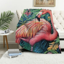 Flamingo takaró, puha flanelből, 102x132 cm