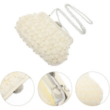 Abendclutch mit Perlenmuster für Damen, weiß, mit Rosenapplikationen aus Spitze, kleine Luxushandtasche für Hochzeit, Party, Abschlussball, Dinner