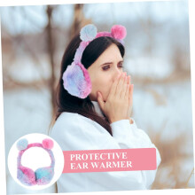 Gradient Color Plush Earmuffs Pom Pom Soft Warm Ear Warmer for Winter Outdoor Use Adorable Ear Protector