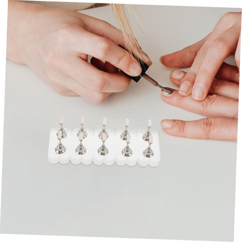 DIY Salon Nail Practice Stand with Frosted Rectangular Acrylic Base and Decorative Flower Edge Includes Silver
