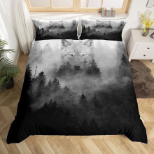 Santa Claus Duvet Cover Set Queen Size, Black Red Microfiber