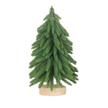 Mini julgranar konstgjorda dekorationer med träbas set om 3